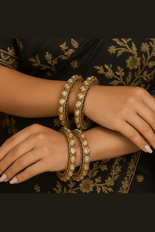 Aarushi rajwadi jadau kundan pacheli bangles