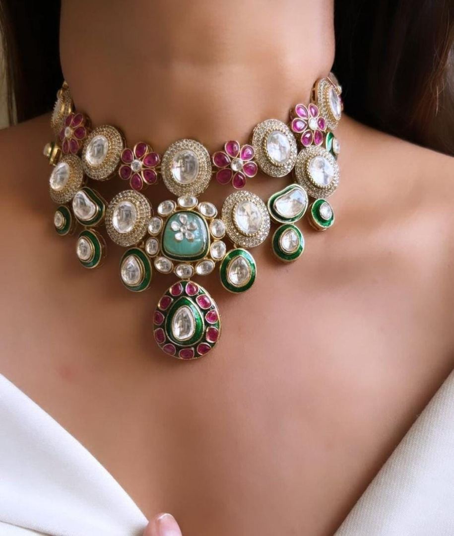 Anokhi Moissanite polki kundan set