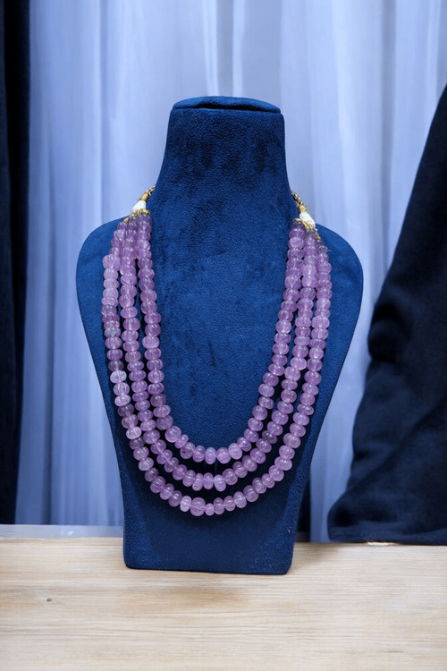 Swara pumpkin beads real stone mala