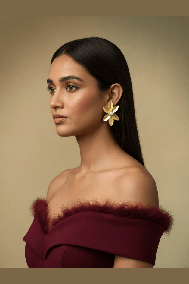 Sunehri real pearl earrings