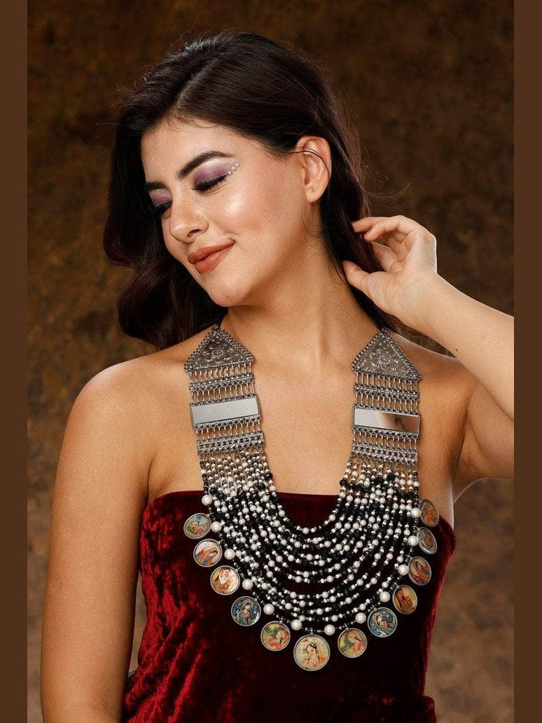 Navratri special hand painted mirror studded