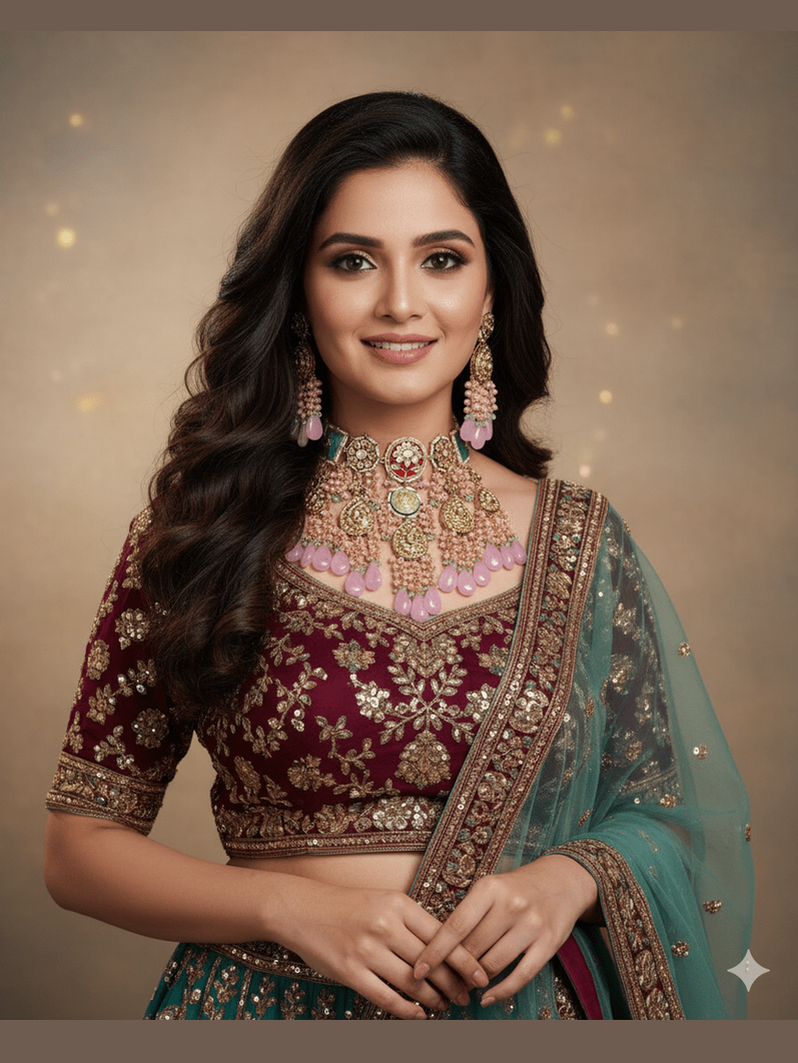 Gajgamini Pachi Kundan Set