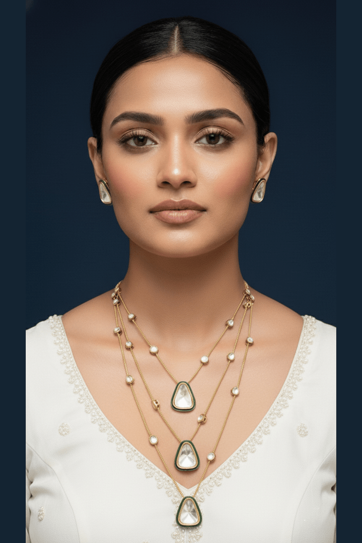 Polki kundan noor long mala set