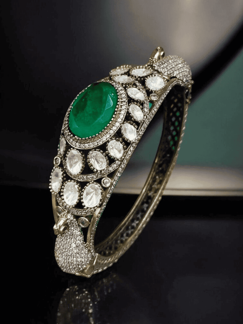 Peacock openable polki bangle