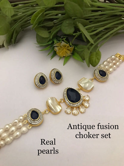 Leena Real Pearl Choker Set