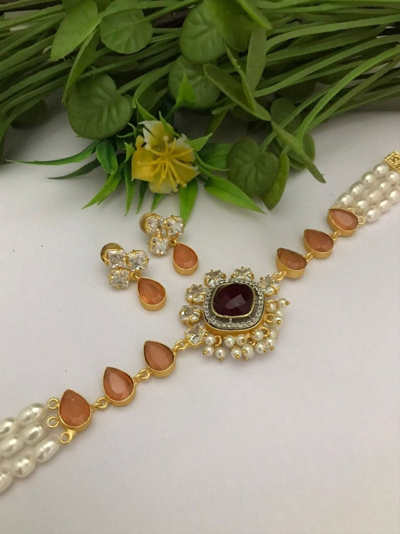 Vijisha real pearl choker set