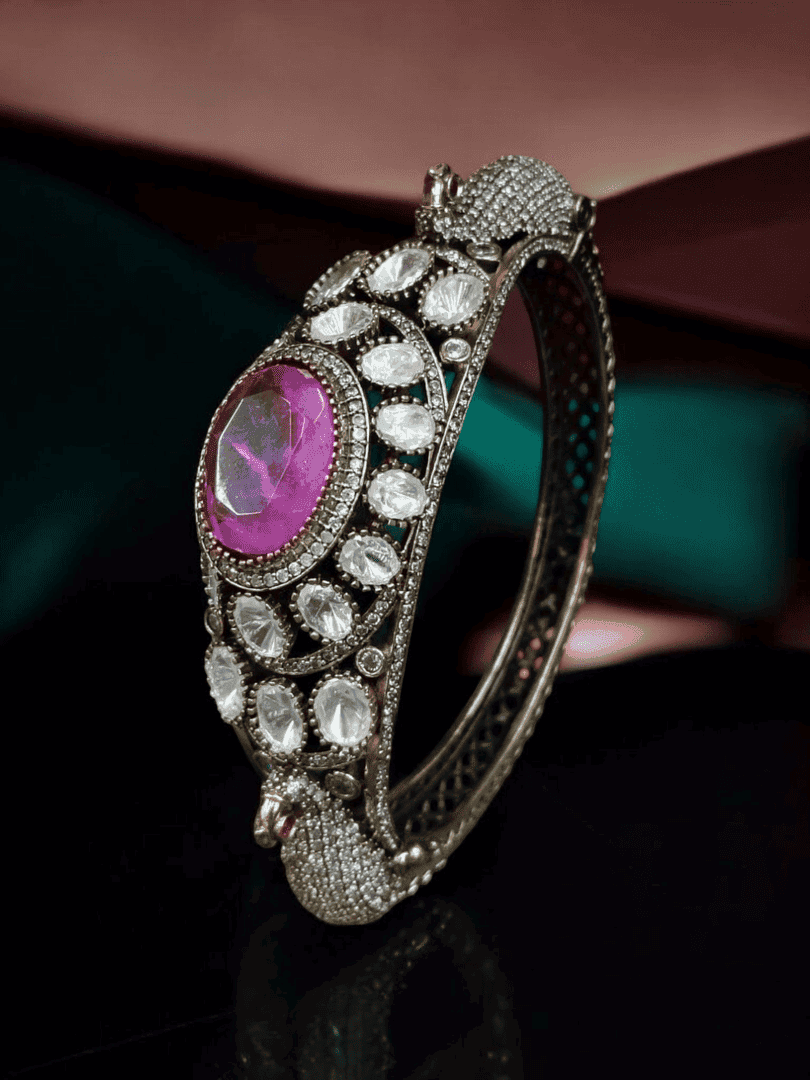 Peacock openable polki bangle