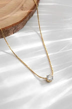 Timeless Solitaire Sparkle Necklace 18k Gold Plated Stainless Steel Tarnish Free Waterproof Jewellery female