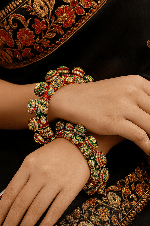 Nidhi jadau rajwadi meenakari bangles
