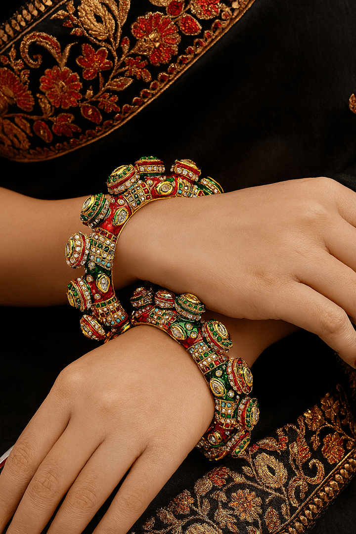 Nidhi jadau rajwadi meenakari bangles