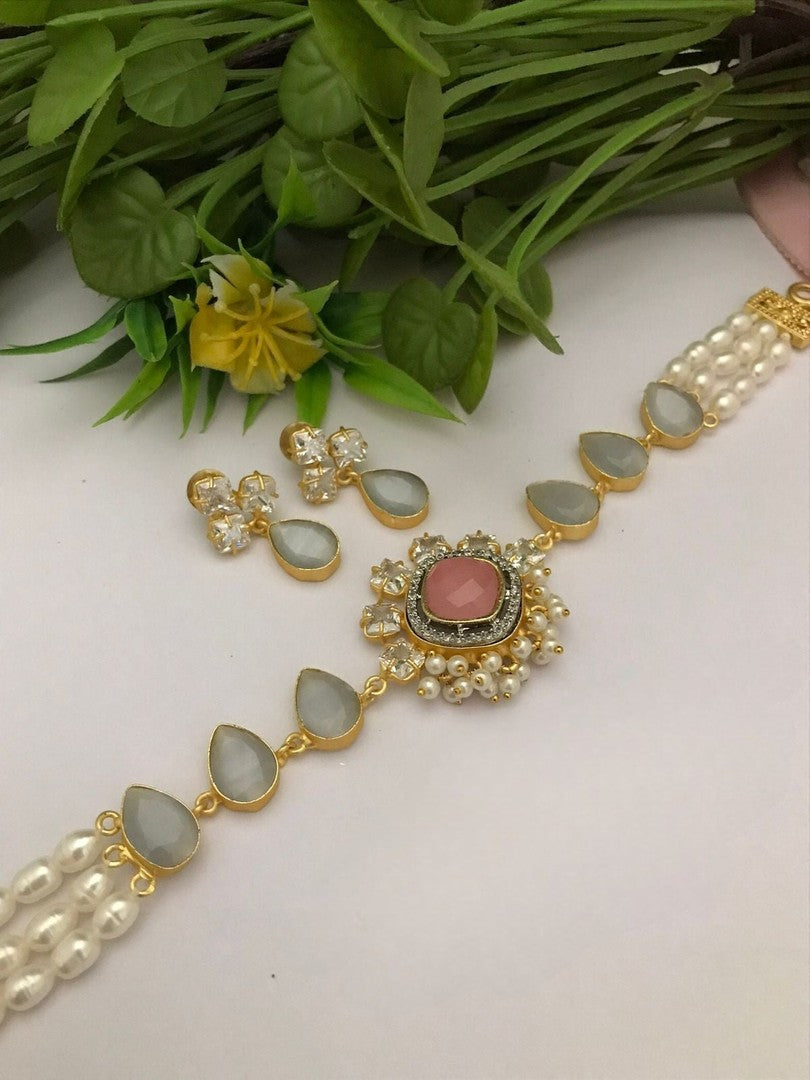 Vijisha real pearl choker set