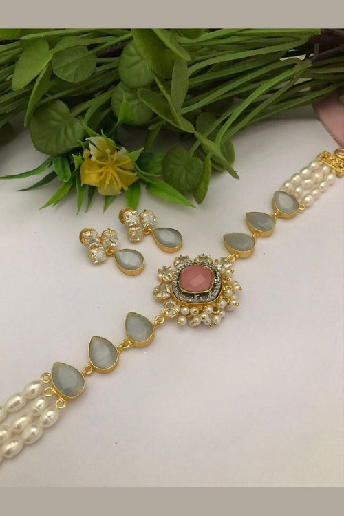 Vijisha real pearl choker set