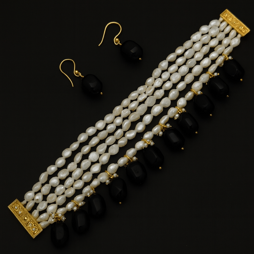 Real pearl Simon semi precious set