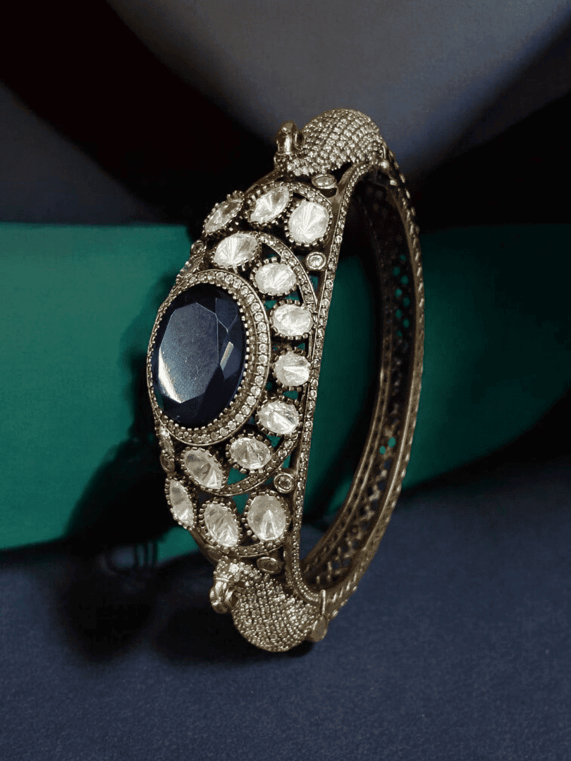 Peacock openable polki bangle