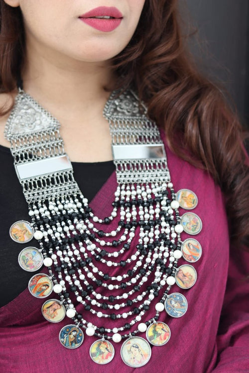 Navratri special hand painted mirror studded