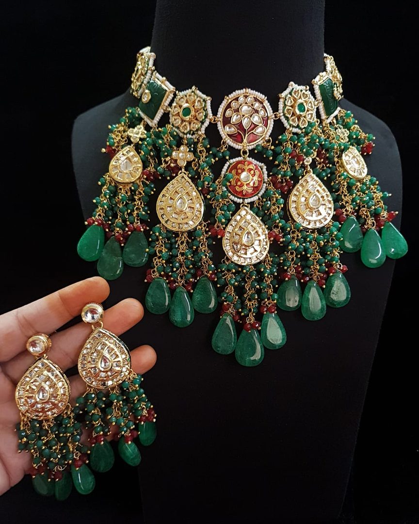 Gajgamini Pachi Kundan Set
