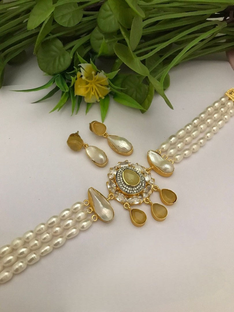 Rhythm real pearl choker set