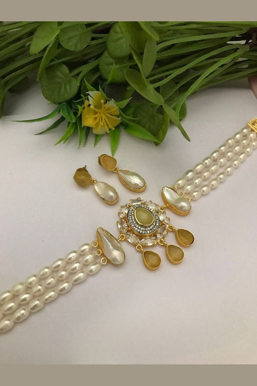 Rhythm real pearl choker set