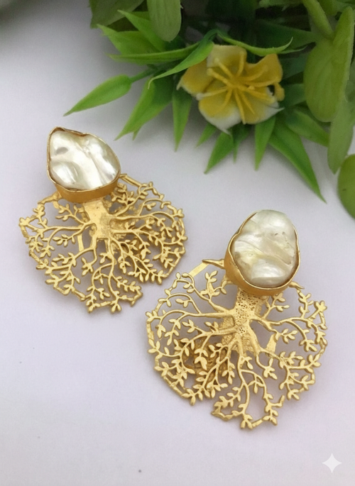 Chandrika Real Pearl Earrings - Elegant & Handcrafted Design