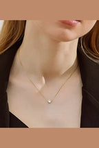 Timeless Solitaire Sparkle Necklace 18k Gold Plated Stainless Steel Tarnish Free Waterproof Jewellery female