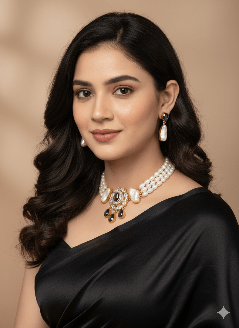 Rhythm real pearl choker set