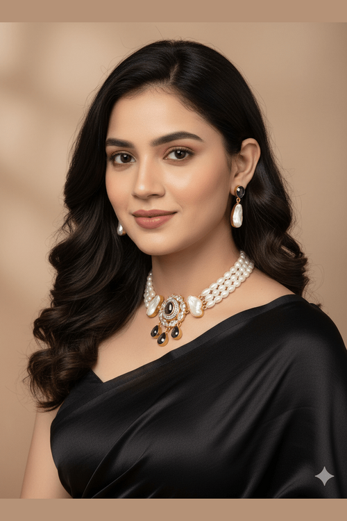 Rhythm real pearl choker set