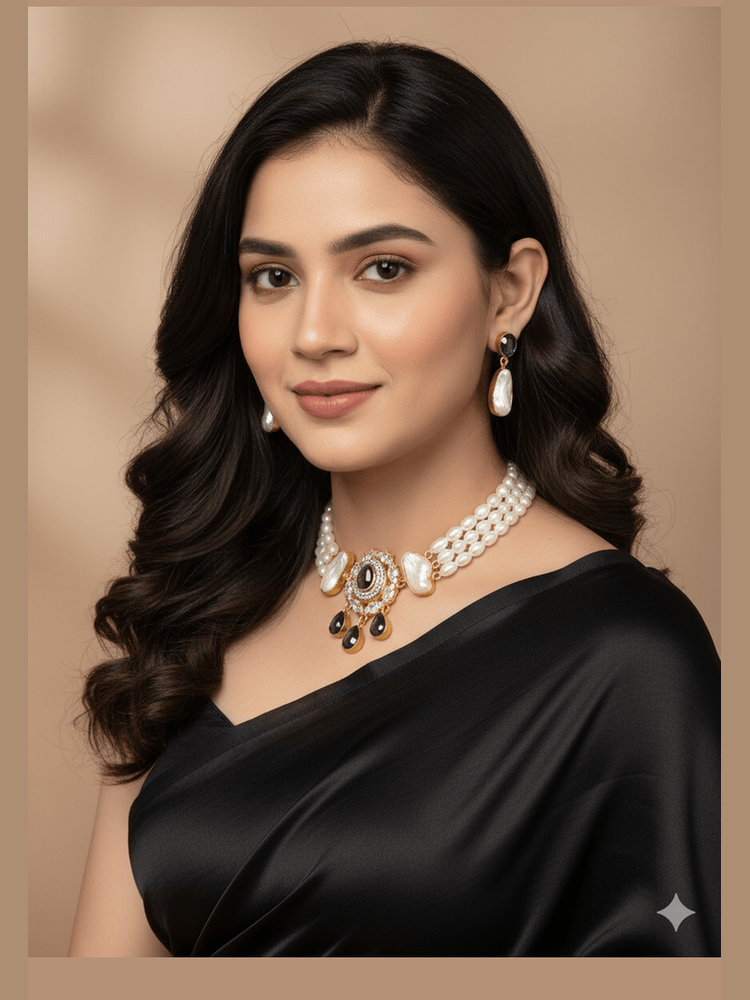 Rhythm real pearl choker set