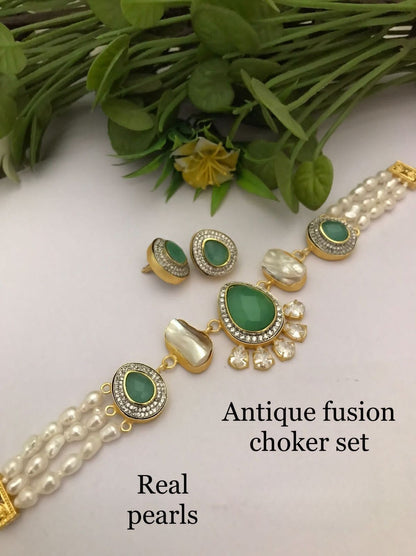 Leena Real Pearl Choker Set