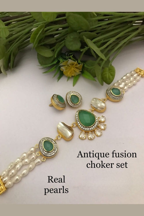 Leena Real Pearl Choker Set