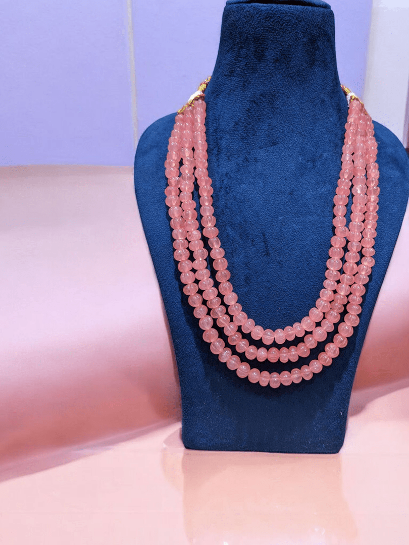 Rakshini pumpkin beads real stone mala