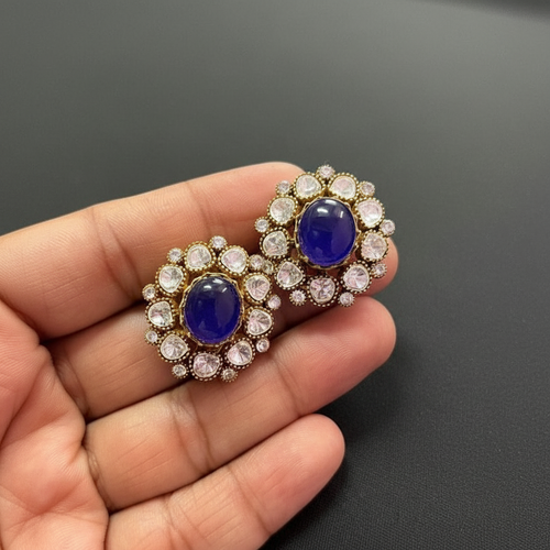 Reshma Earrings (Studs) - Handmade Ethnic & Western Jewelry Blue