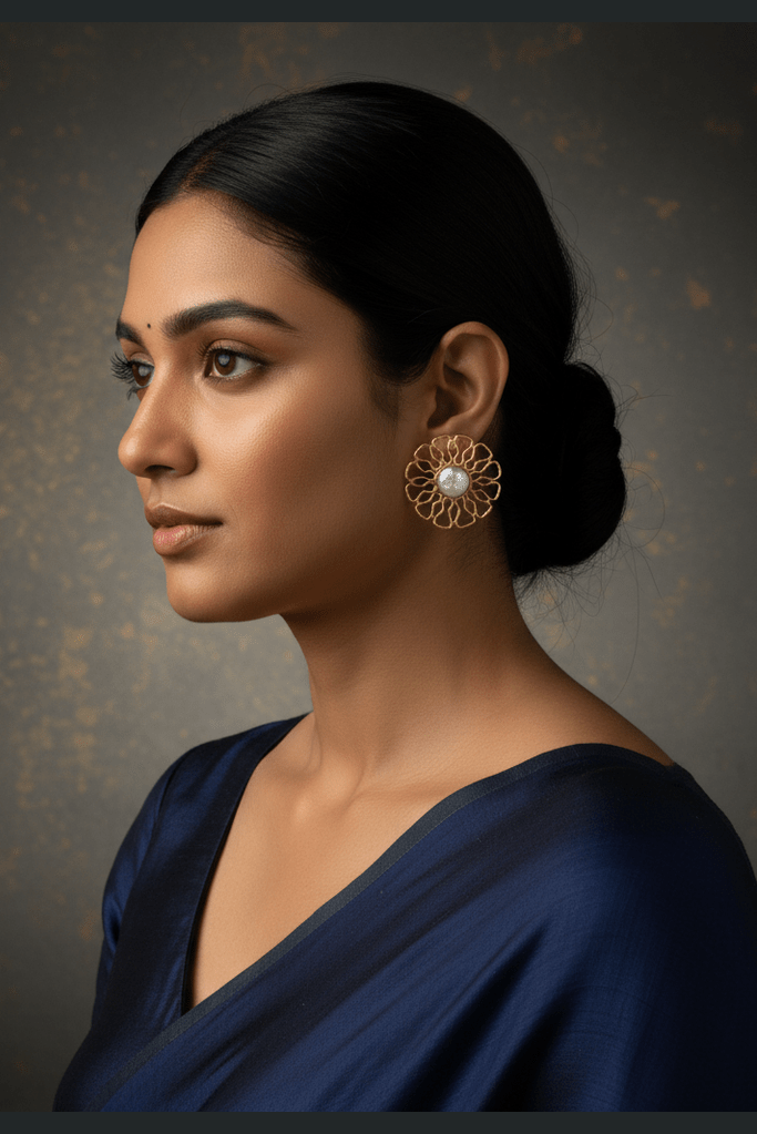 Spring real pearl earrings