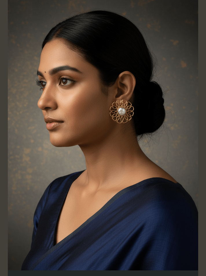 Spring real pearl earrings