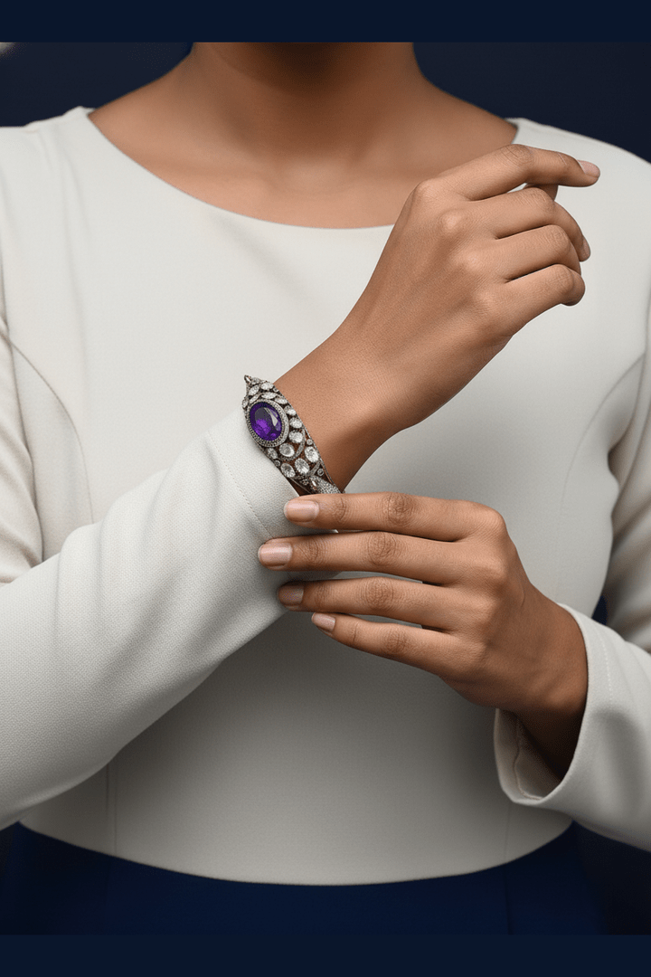 Peacock openable polki bangle