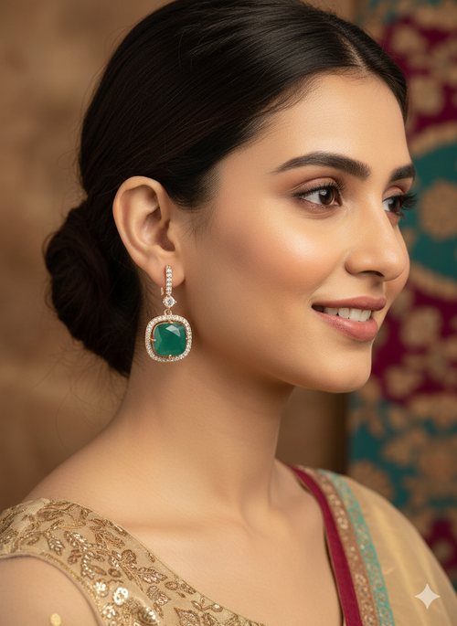 Square Rose Gold Hook Back Earrings - Timeless Elegance