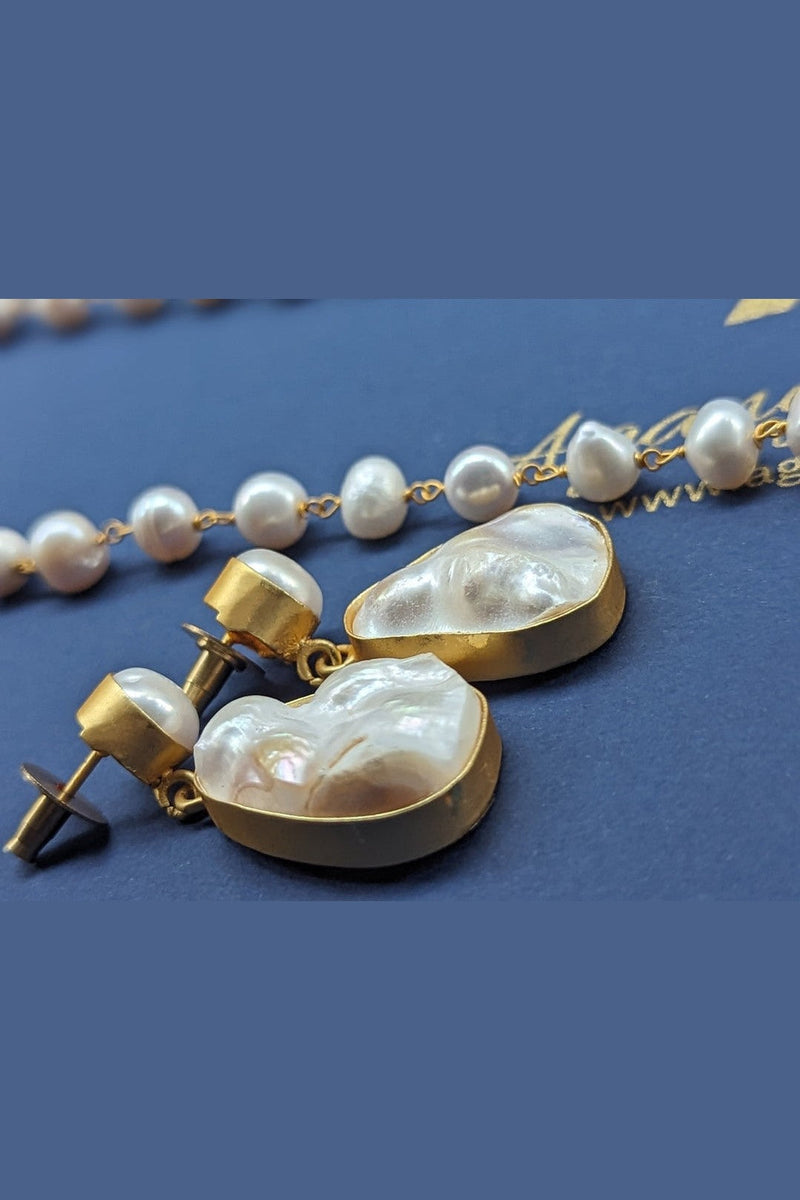 Ruchika Real Pearl Set - Elegant Handcrafted Jewelry