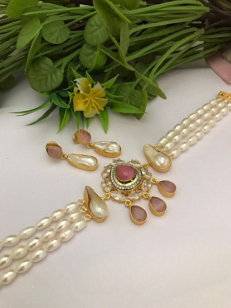Rhythm real pearl choker set