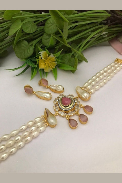 Rhythm real pearl choker set