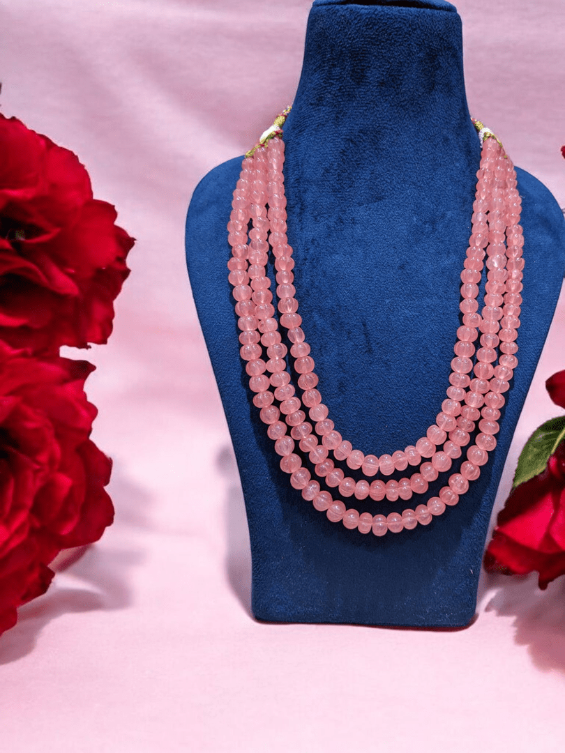 Rakshini pumpkin beads real stone mala