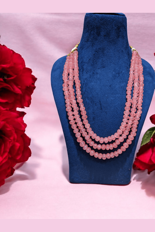 Rakshini pumpkin beads real stone mala