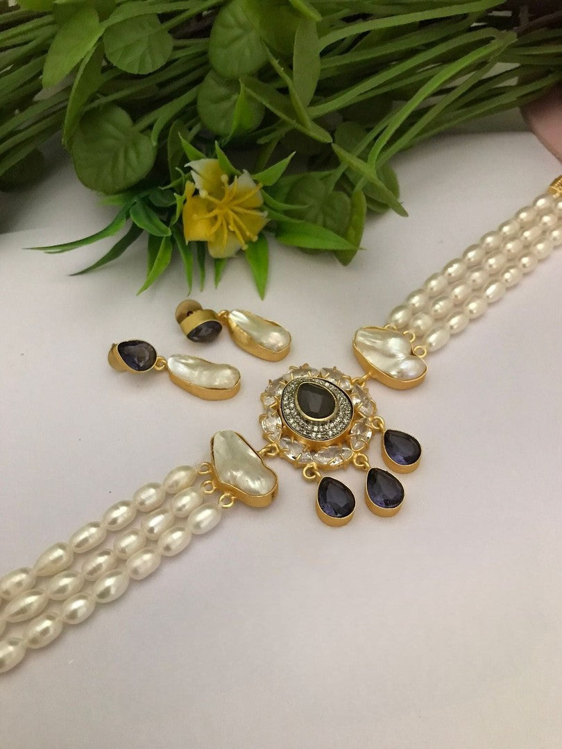 Rhythm real pearl choker set