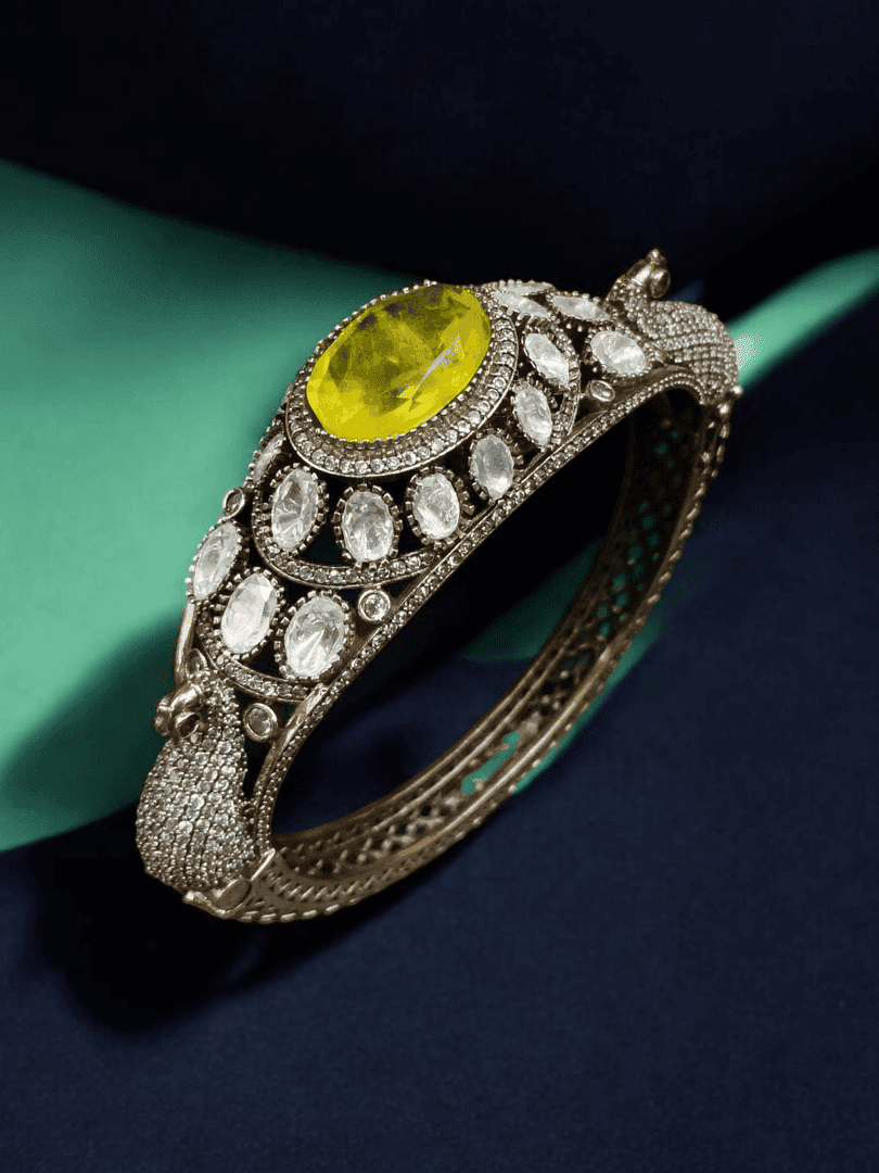 Peacock openable polki bangle