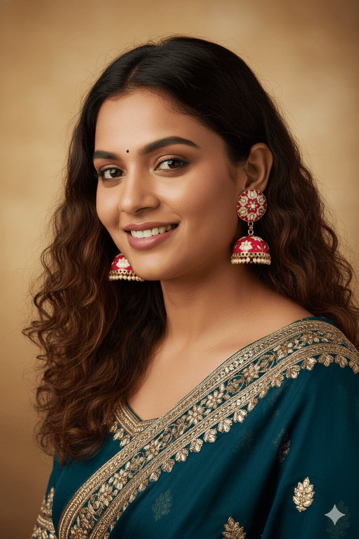 Lotus kundan earrings