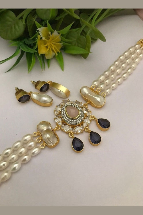 Rhythm real pearl choker set