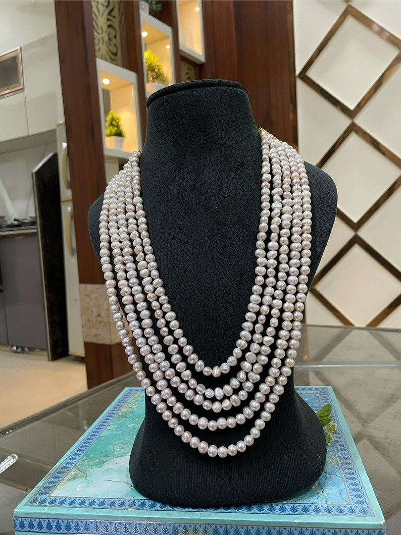 5 layer fresh water pearl mala