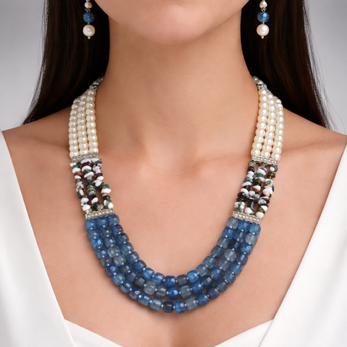 Semi Precious Digambari Mala Set - Unique Natural Stone Jewelry