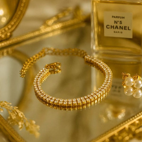 Tennis bracelet-GOLD – 18k Gold Plated Stainless Steel Tarnish Free Waterproof Female Jewellery