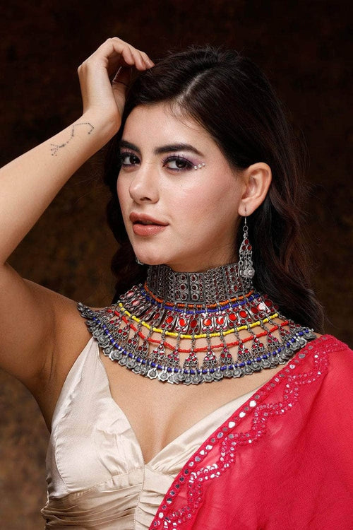 Tribal afghani Afreen oxidised set