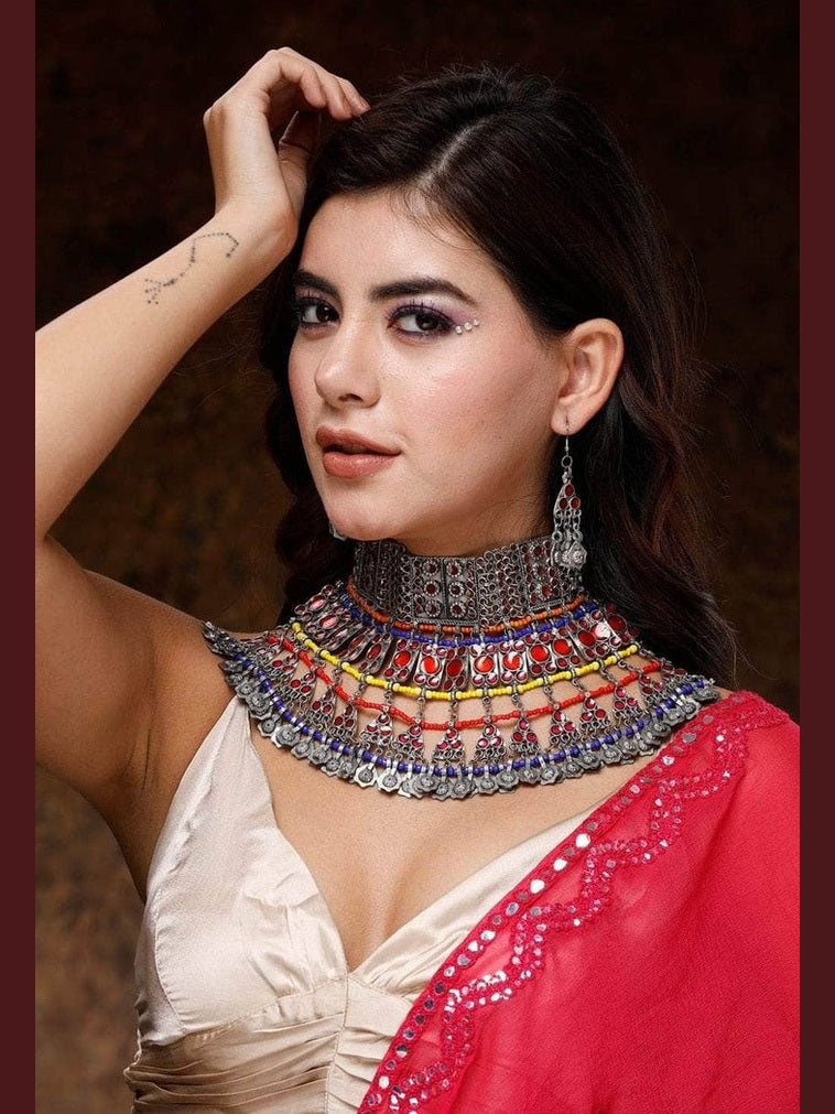 Tribal afghani Afreen oxidised set