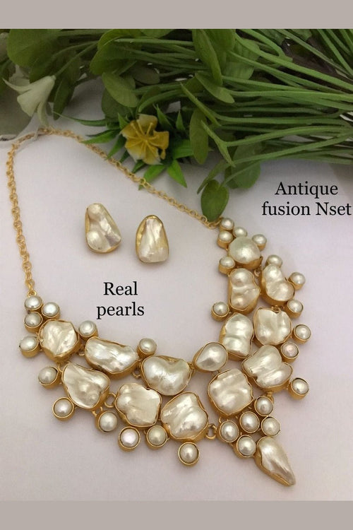 Parthivi Real Pearl Set - Elegant Handcrafted Jewelry